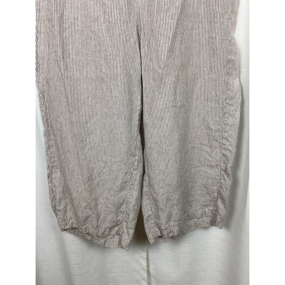 J.Jill Love Linen Cream Beige Stripe Linen Wide Leg Cropped Pants Sz.3X - Picture 4 of 11